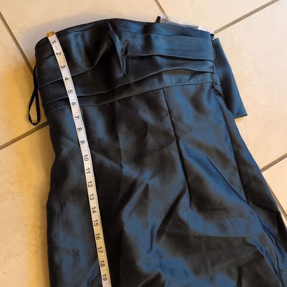 NWT Alfred Sung Gown Strapless Draped Bodice Column Dress Bow Evergreen Green 6 - Picture 11 of 14